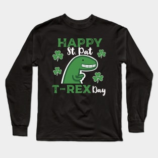 Happy St. Pat T-Rex Day Dinosaur Saint Patrick’s Day Pun Long Sleeve T-Shirt